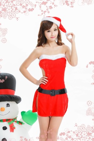 Women Christmas Red Santa Claus Soft Costume