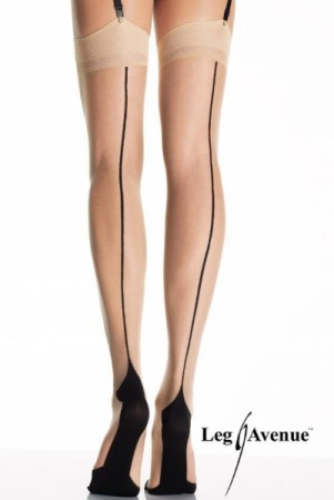 Cuban Foot Nude Black Stockings With Backseam Leg Avenue