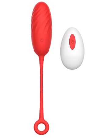 Vibrating Egg Pearl Love Egg, 10 Vibration Modes, Remote Control, Silicone, USB, Red, 19.5 cm