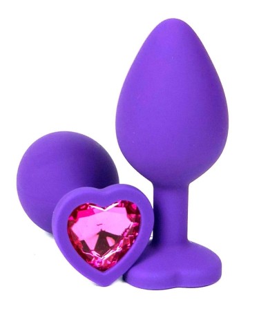 Anal Plug Brighty Medium Silicone with Heart Shape Color Diamond Base / Assorted Colors