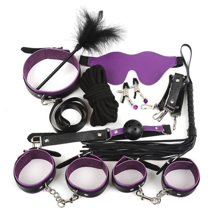 BDSM Kit Pleasure Pack, 10 Piece - Black / Purple