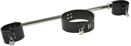 Bondage Handcuffs & Black Bar Collar Set