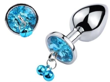 Small Metal Anal Plug With Bell Ring My Bells - Blue