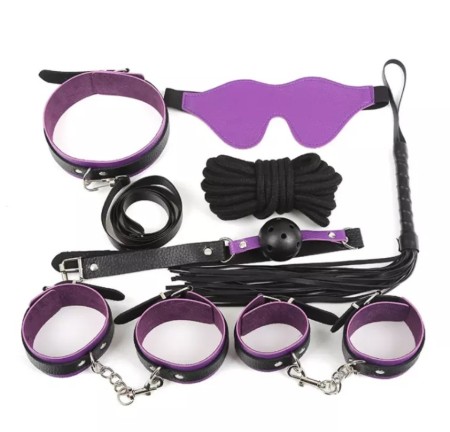 Set BDSM, 7 Pieces - Black / Purple