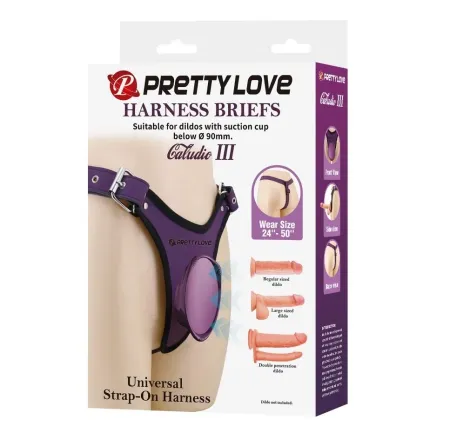 Pretty Love Caludio III, Harness Strap-On Briefs - Purple