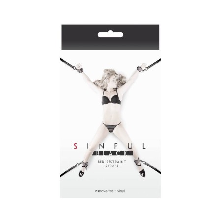 NS Sinful Black Bed Restraint Straps - Black