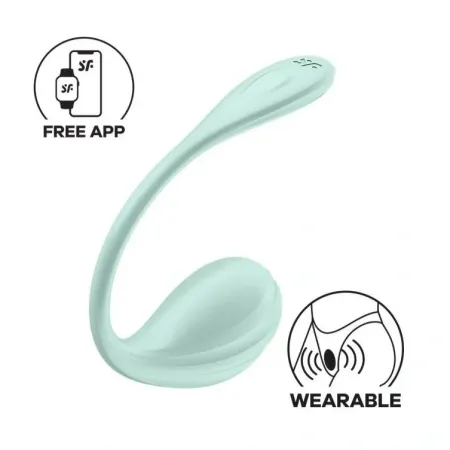 Satisfyer Smooth Petal, APP Controll, G-spot Vibrating Vaginal Silicone Rechargeable Egg - Green
