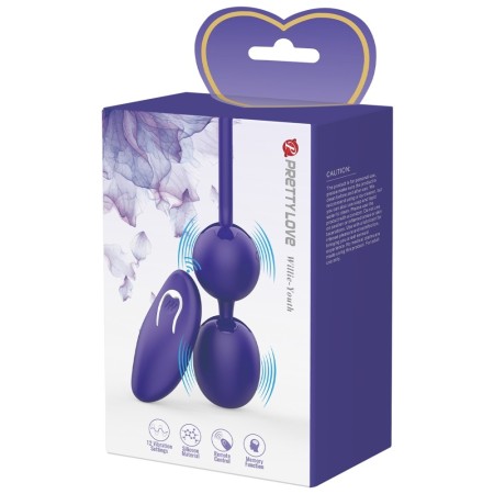 Willie Youth USB Rechargeable Silicone Kegel Balls, Remote Control, 12 Vibrating Modes - Violet