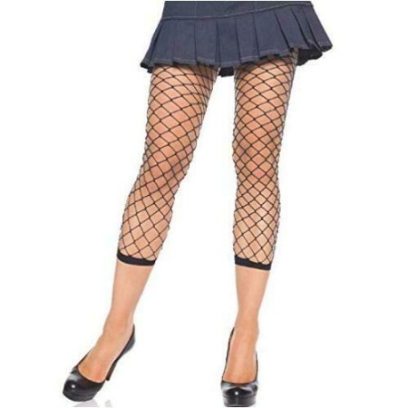 Women's Fence Fishnet Footless Tights, Black, One Size