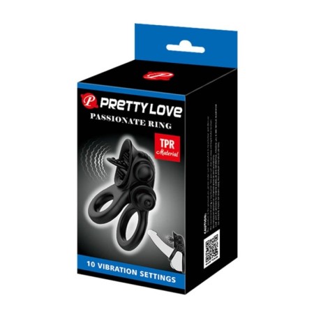 Pretty Love Passionate Vibrating Silicone Penis Ring - Black