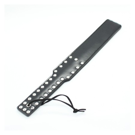 Faux Leather Long Studded Paddle - Black