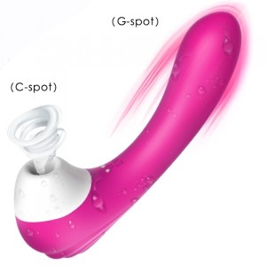 Stimulator Clitoris Bianca, 19+11 Air Pulse and Vibration, Double Silicone Rechargeable Vibrator - Pink