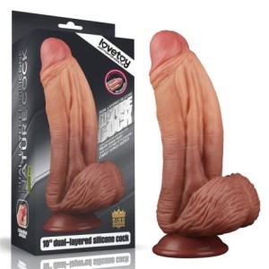 10" Dual-Layered Silicone Brown Cock