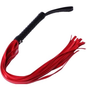 Dominance Handle Fetish Red/Black Whip - 49 cm