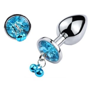 Small Metal Anal Plug With Bell Ring My Bells - Blue