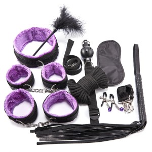 BDSM Fetish Fantasy Set, 10 Pieces - Black / Purple