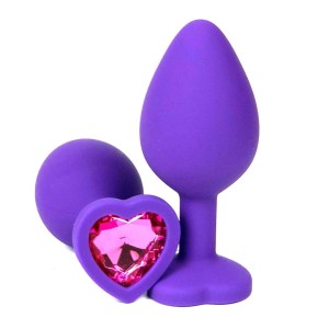 Anal Plug Brighty Medium Silicone with Heart Shape Color Diamond Base / Assorted Colors