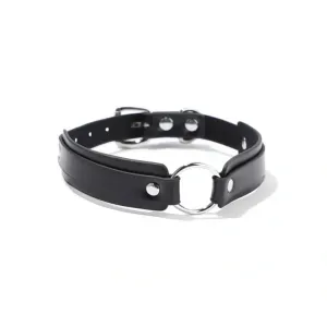 Fetish Love Choker Metallic Ring, Black