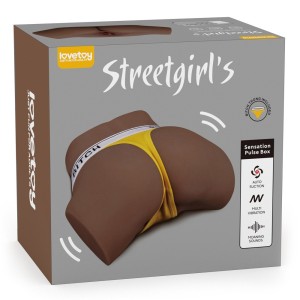 Streetgirl's Sensation Pulse Vibrating, Rechargeable Vagina & Anus Real Feel Masturbator  - Brown III