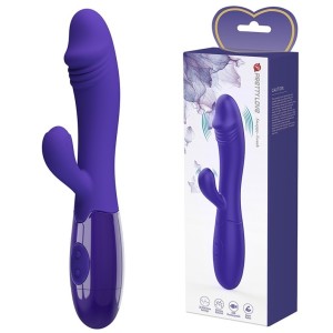 Snappy Youth Rabbit Silicone Vibrator, 30 Vibrating Modes, USB Rechargeable - Violet
