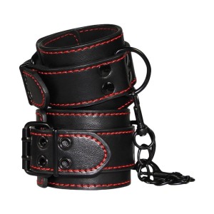 Adjustable Legcuffs Ecological Leather - Black / Red