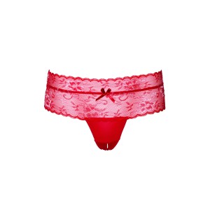 Crotchless high-waist string-Red