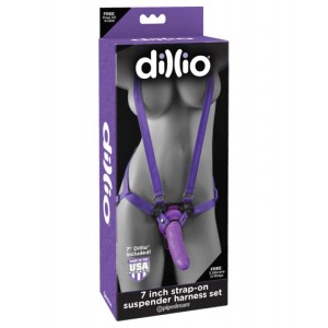 Dillio 7" Strap-On Suspender Harness Set - Purple