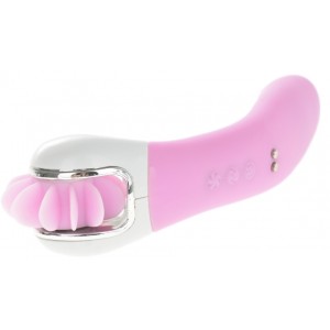 Vibrator Double Stimulation Sexy Tongue USB Rechargeable, Silicone 15 cm-Baby Pink