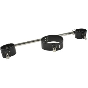 Bondage Handcuffs & Black Bar Collar Set
