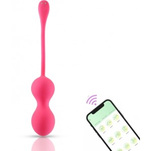 Silicone Fendi Vaginal Balls, Mobile APP,  Bluetooth Control, USB Rechargeable - Fuchsia