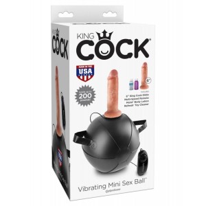 King Cock Vibrating Mini Sex Ball with 6" Dildo-Flesh