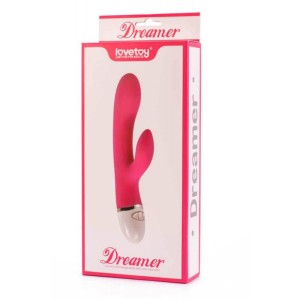 Dreamer Rechargeable Silicone Rabbit Vibrator-Rose Red