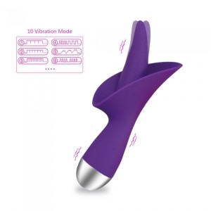 Silicone Vibrator Flower 10 Vibration Modes Silicone USB Rechargeable - Purple