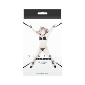 NS Sinful Black Bed Restraint Straps - Black