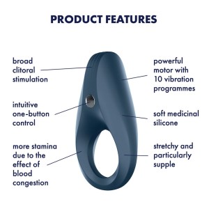 Satisfyer Rocket Ring Vibrator - Vibrating Couples - Clitoris Stimulator - Dark Blue