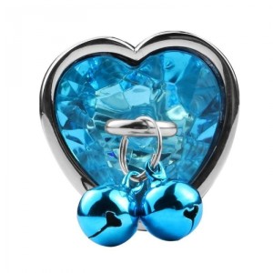 Small Metal Heart Anal Plug Ring My Bells with Blue Crystal