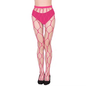 Mesh Fishnet Pantyhose, Largi, S-L - Neon Pink