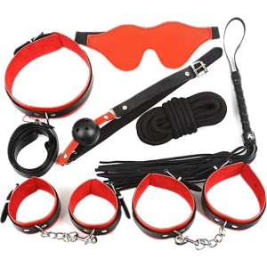 Set BDSM, 7 Pieces - Black / Red