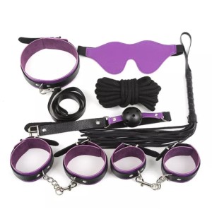 Set BDSM, 7 Pieces - Black / Purple