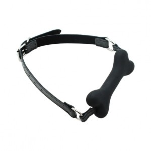 Silicone Bone Mouth Gag-Black