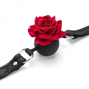 Silicone Red Rose Mouth Gag - Red/Black