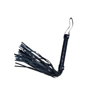Black Textured Handle Fetish Whip - 41 cm