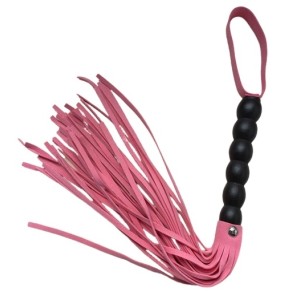 Velvet Touch Handle Fetish Whip Black/Pink - 40 cm