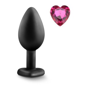 Anal Plug Brighty Medium Silicone with Heart Shape Color Diamond Base / Assorted Colors