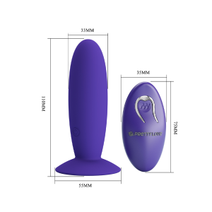 Youth Silicone Anal Plug, USB Rechargeable, Remote Control, 12 Vibrating Modes - Violet