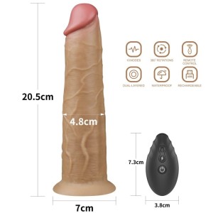 8.0" Dual Layered Platinum Silicone Rotator & Vibrating Rechargeable Cock - Flesh