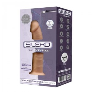 7" Realistic Thermo Reactive Silicone Double Memory Vibrator, 10 Vibration Modes-USB Rechargeable-Flesh