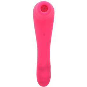 Dual Silicone Stimulator Redmi Vibrating & Sucking & Heating, USB Rechargeable - Pink