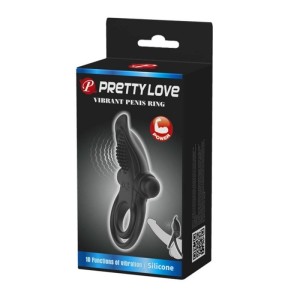 Pretty Love Vibrating Penis Ring 10 functions of Vibration-Black