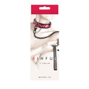 Sinful - 1'' Collar - Pink with Leash